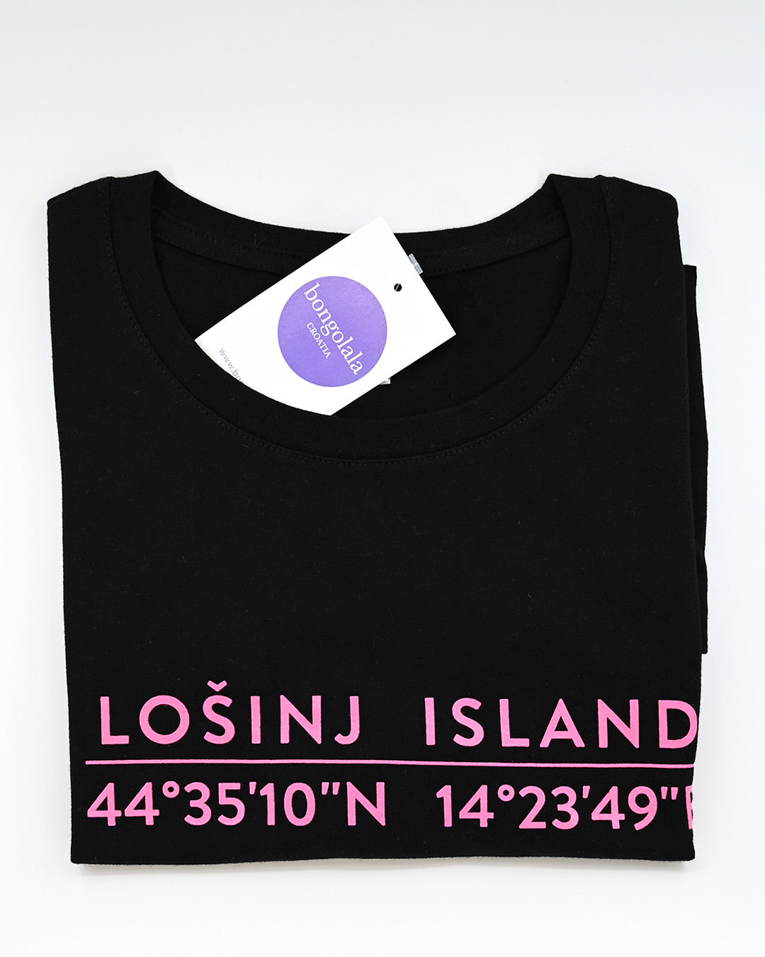 Losinj Island Ladies T-shirt Black and Pink