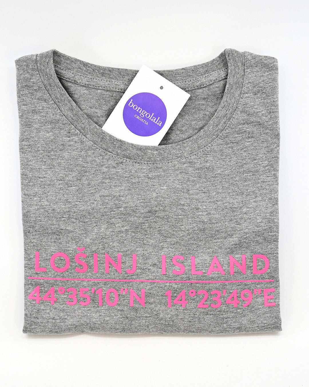 Losinj Island Ladies T-shirt Grey and Pink