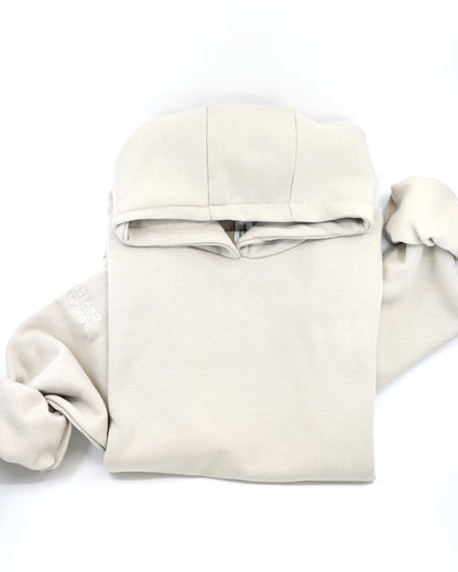 Premium, heavy hoodie  with Lošinj island coordinates stitched on the sleeve.